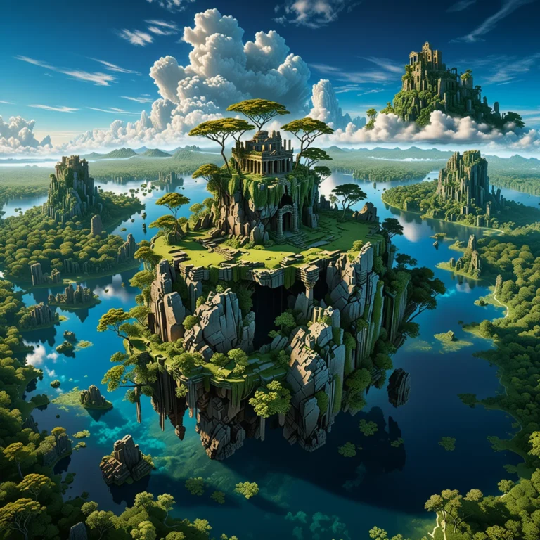 Floating Island Ruins: A Tranquil Aerial Fantasy Realm