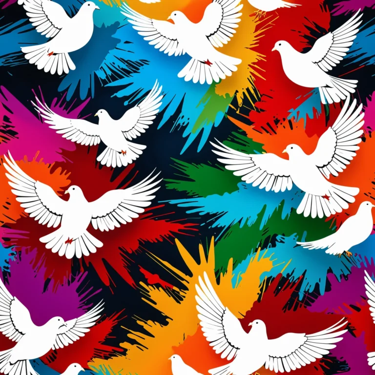 Vibrant Doves in Flight: A Conceptual Peace Artwork