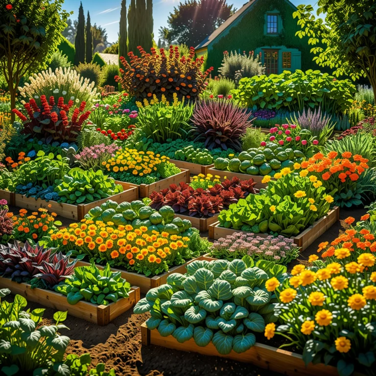 Vibrant Raised Bed Garden: A Colorful Harvest from Nature