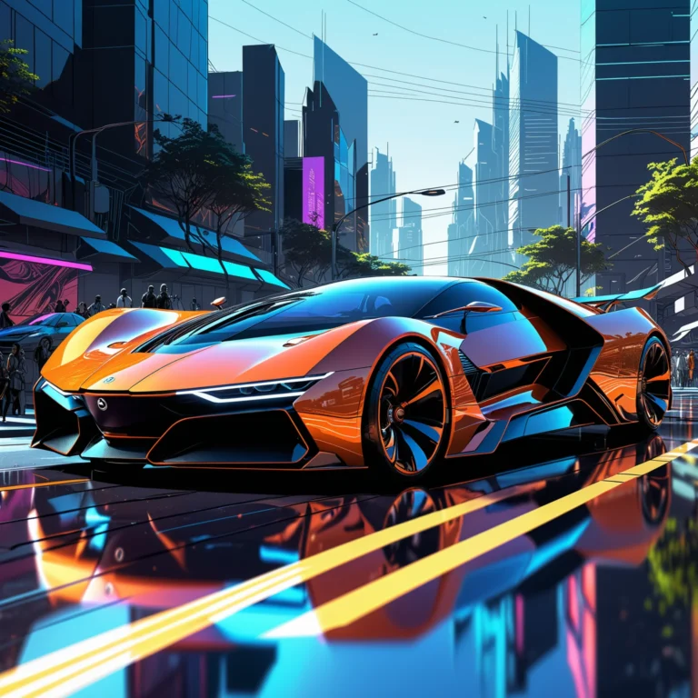 Futuristic Vehicle Concept in a Minimalist Urban Environment